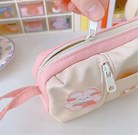 Kawaii Aesthetic Cute Pencil Case Bag With 3pcs Pins Large Capacity Stationery Pouch Box Holder Organizer Office College School Adults Students Teens