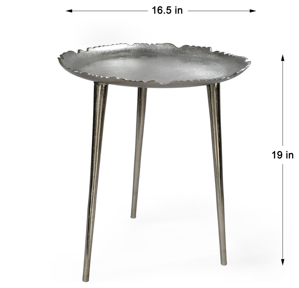 Aluminum Nickel Round Side Table  Sold Individually  19 quotx16 quot  Midcentury   Side Tables And End Tables   by Serene Spaces Living  Houzz