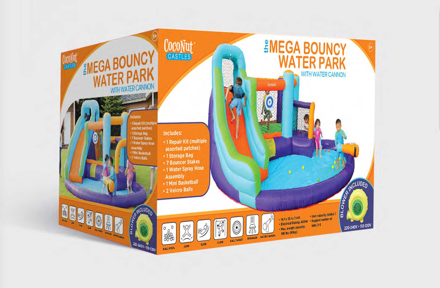 CocoNut Castles Mega Bouncy Water Park with Water Cannon