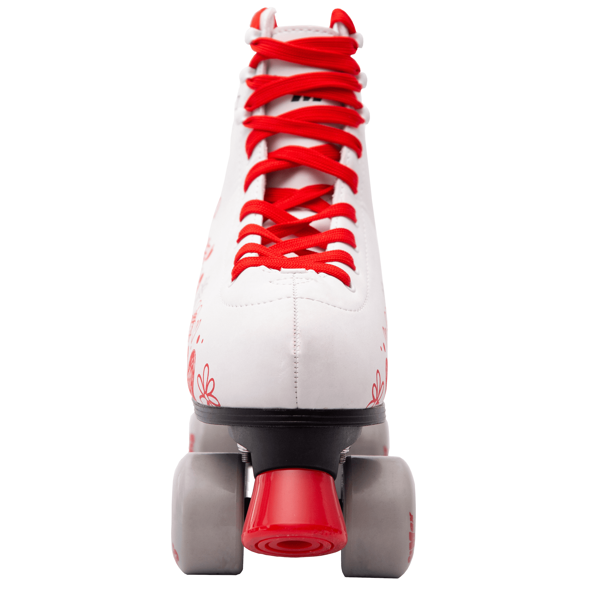 Quad Roller Skates for Girls and Women size 7.5 Adult White and Red Heart Outdoor Indoor and Rink Skating Classic Hightop Fashionable Design