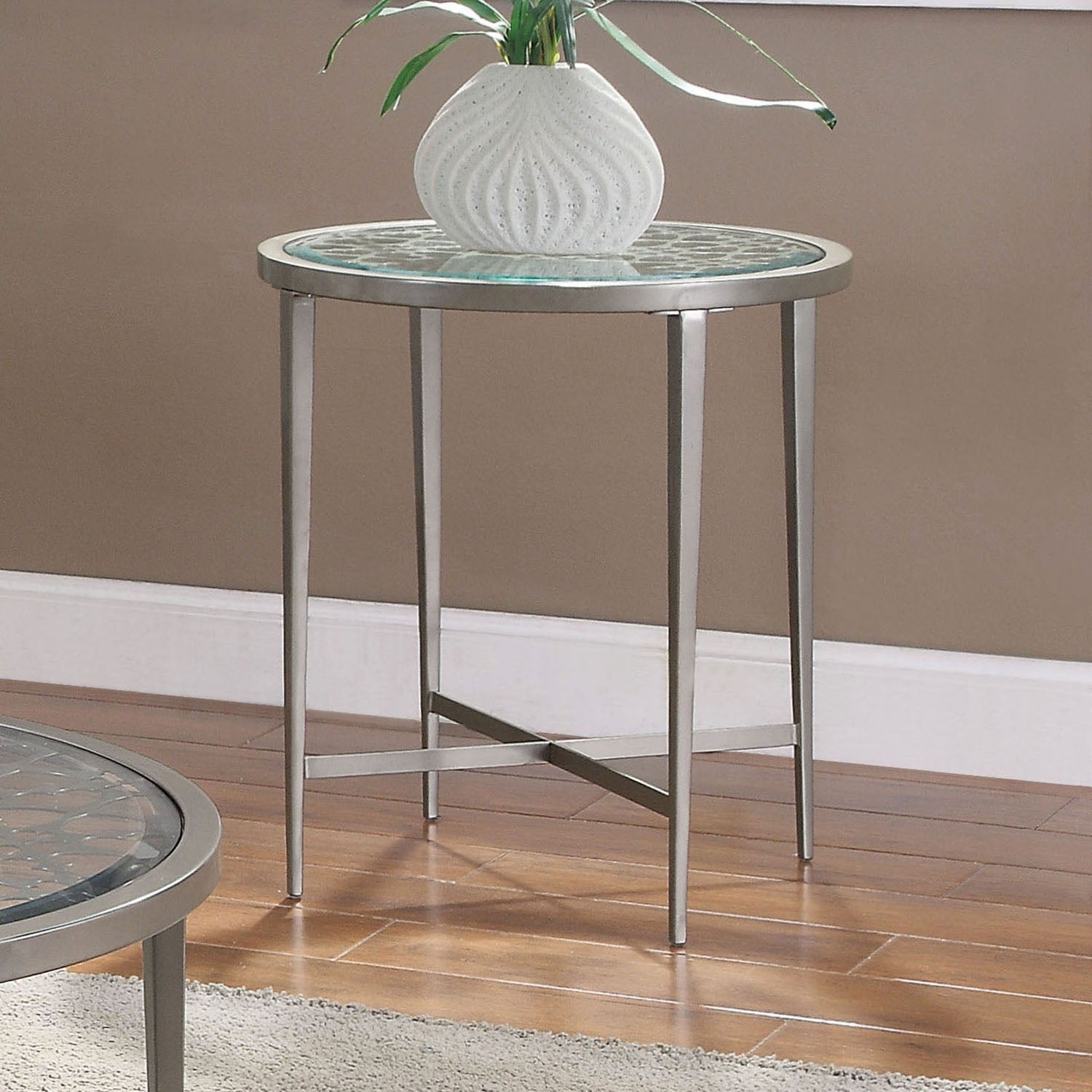 Furniture of America Fage Contemporary Silver 21-inch Side Table