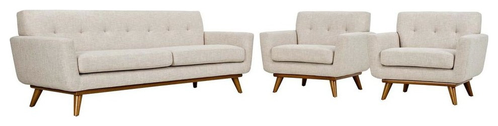 Engage Armchairs and Sofa Upholstered Fabric 3 Piece Set   Transitional   Armchairs And Accent Chairs   by Uber Bazaar  Houzz