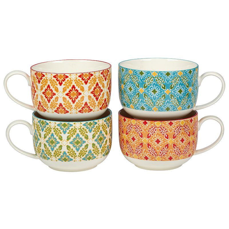 Certified International Damask Floral 4-pc. Jumbo Cup Set