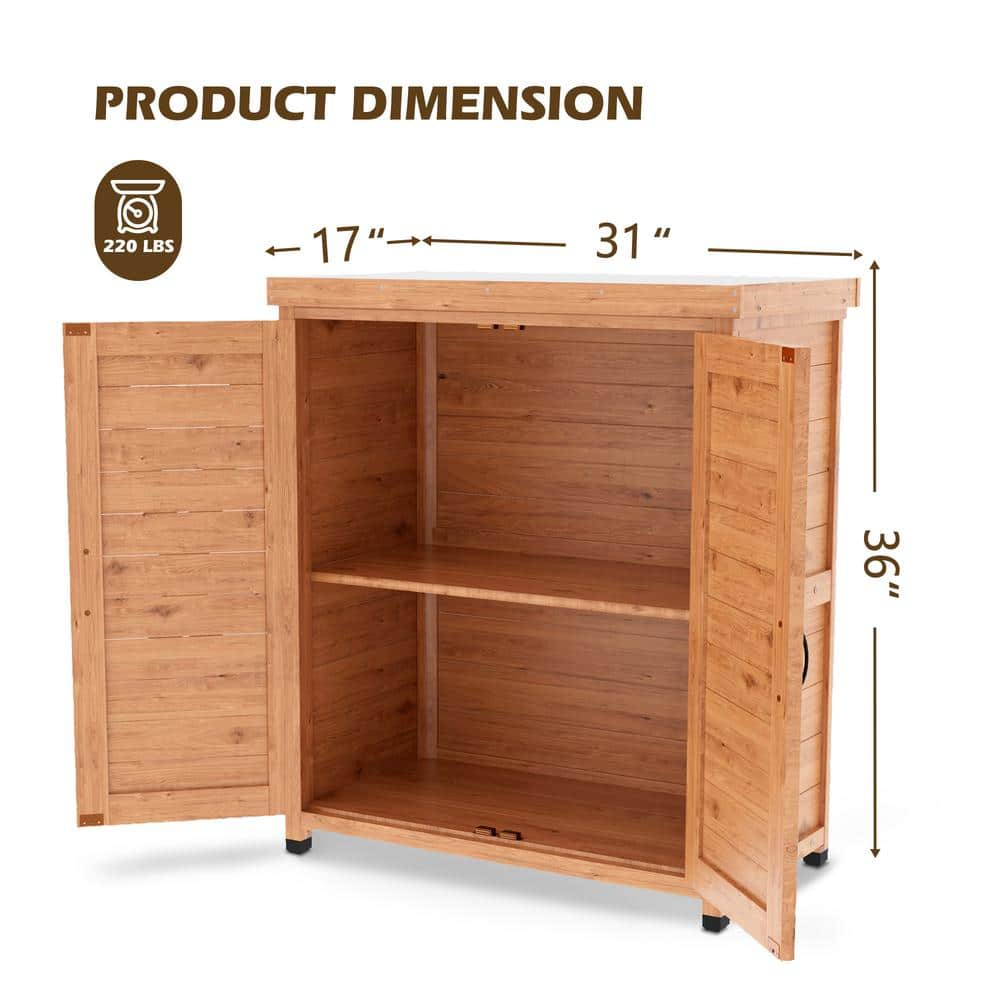 31 in. W x 17 in. H Potting Bench with Storage Cabinet and Metal Table Top for Outdoor Patio Outdoor Work Station Table BN7188