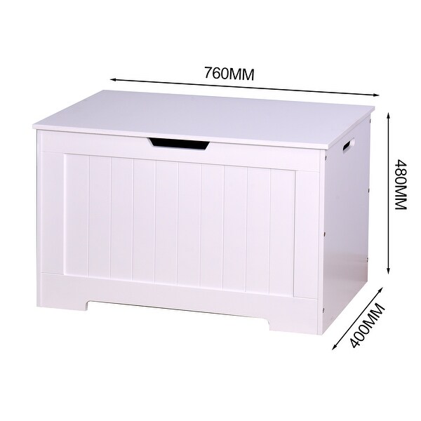 White Lift Top Entryway Storage Chest/Bench with 2 Safety Hinge， Wooden Toy Box