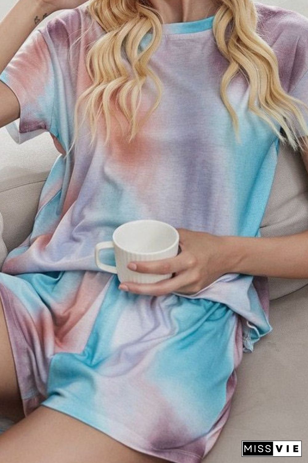 Tie-Dye Round Neck Two-Pieces Set