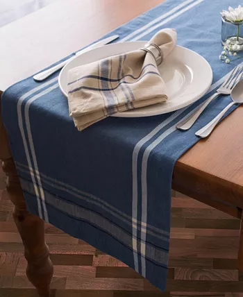 Design Imports Chambray French Stripe Table Runner 14 x 108