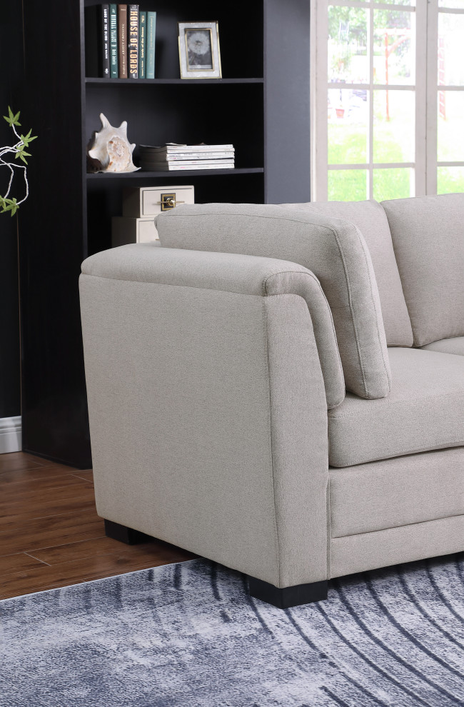 Kristin Light Gray Linen 4 Seater Modular Sofa   Contemporary   Sofas   by PARMA HOME  Houzz