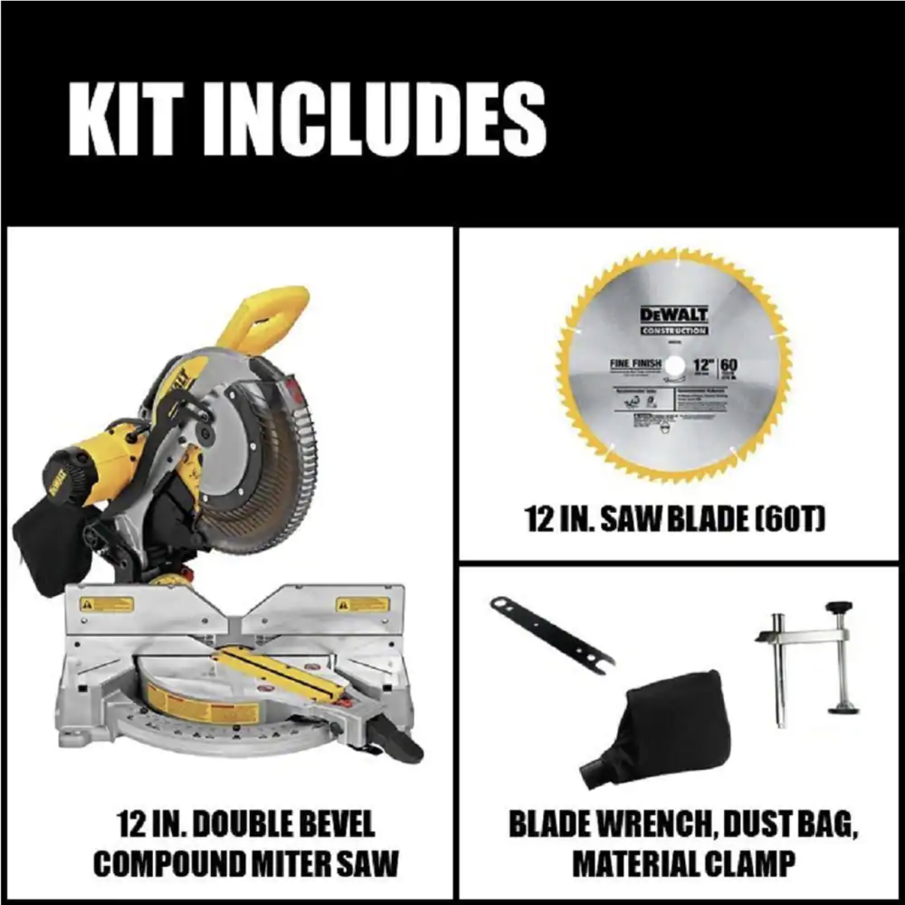 Dewalt 15 Amp Corded 12 in. Compound Double Bevel Miter Saw