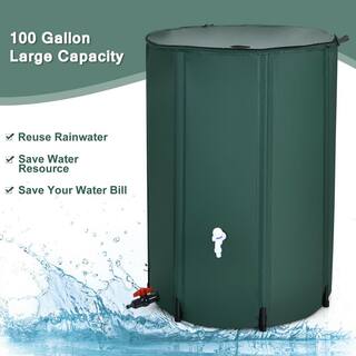 Gymax 100 Gal. Portable Rain Barrel Water Collector Collapsible Tank with Spigot Filter GYM03935