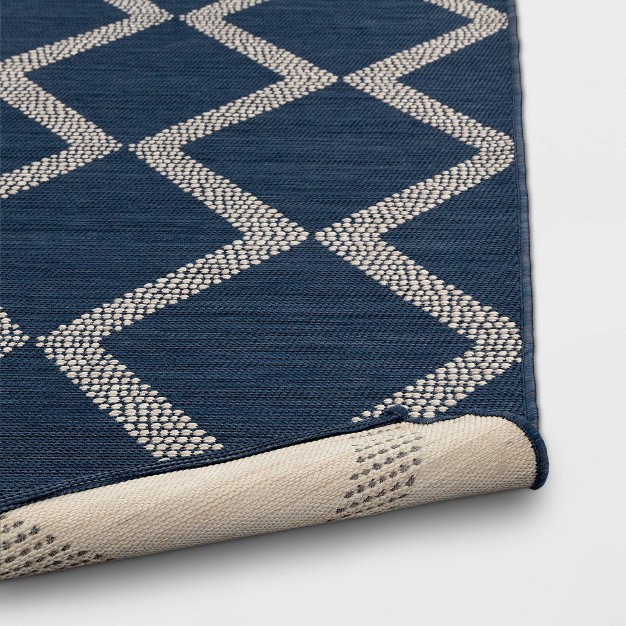 Mattias Diamond Rectangular Woven Outdoor Area Rug Blue Denim Designed With Studio Mcgee