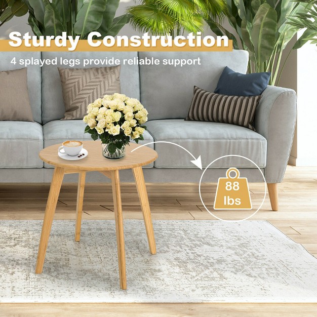 Costway Natural Round End Table Modern Stylish Side Table W 20 x27 x27 Round Tabletop