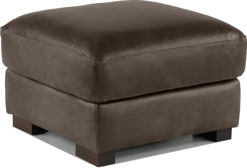 Dakota Brown Leather Ottoman