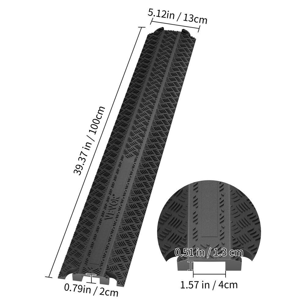 VEVOR 39 .37 in. x 5.12 in. Raceway Cord Cover Ramp 2000 lbs. Load Cable Protector Ramp Speed Bump for Traffic Home Warehouse XKCDLBHQRSXXJYFSVV0