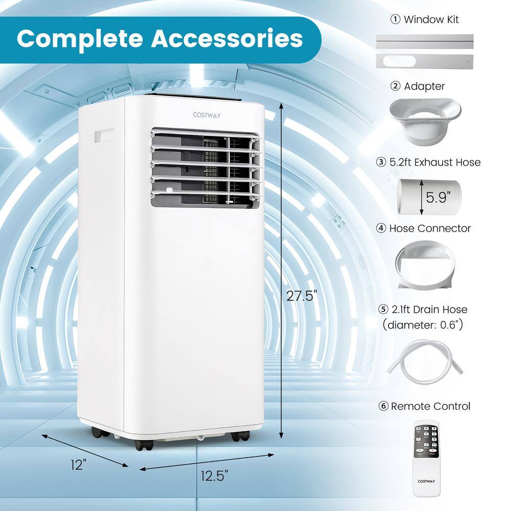 Costway 10000 BTU Portable Air Conditioner AC Unit 3-in-1 Cools 350 Sq. Ft. with Dehumidifier Remote in White FP10268US-WH