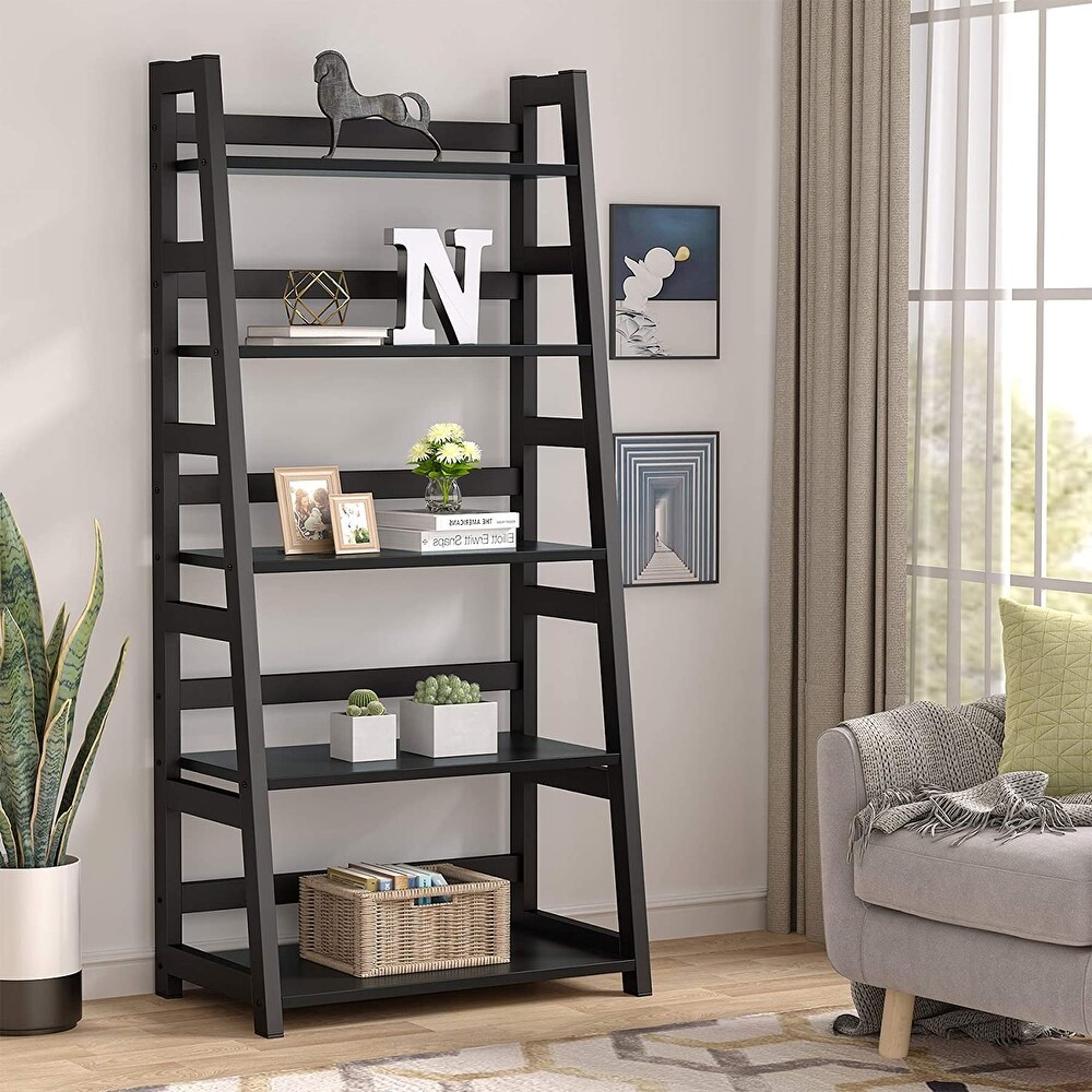 5 Tier Ladder Shelves  Bookshelf Bookcase for Living Room