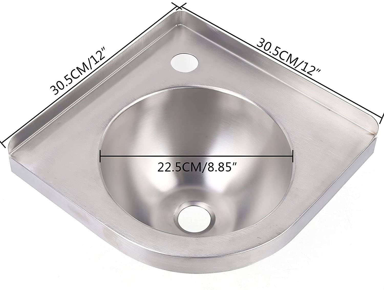 TFCFL RV Hand Washing Sink,Stainless Steel Sink with Drain & Drain,without Faucet GR-596(Silver)