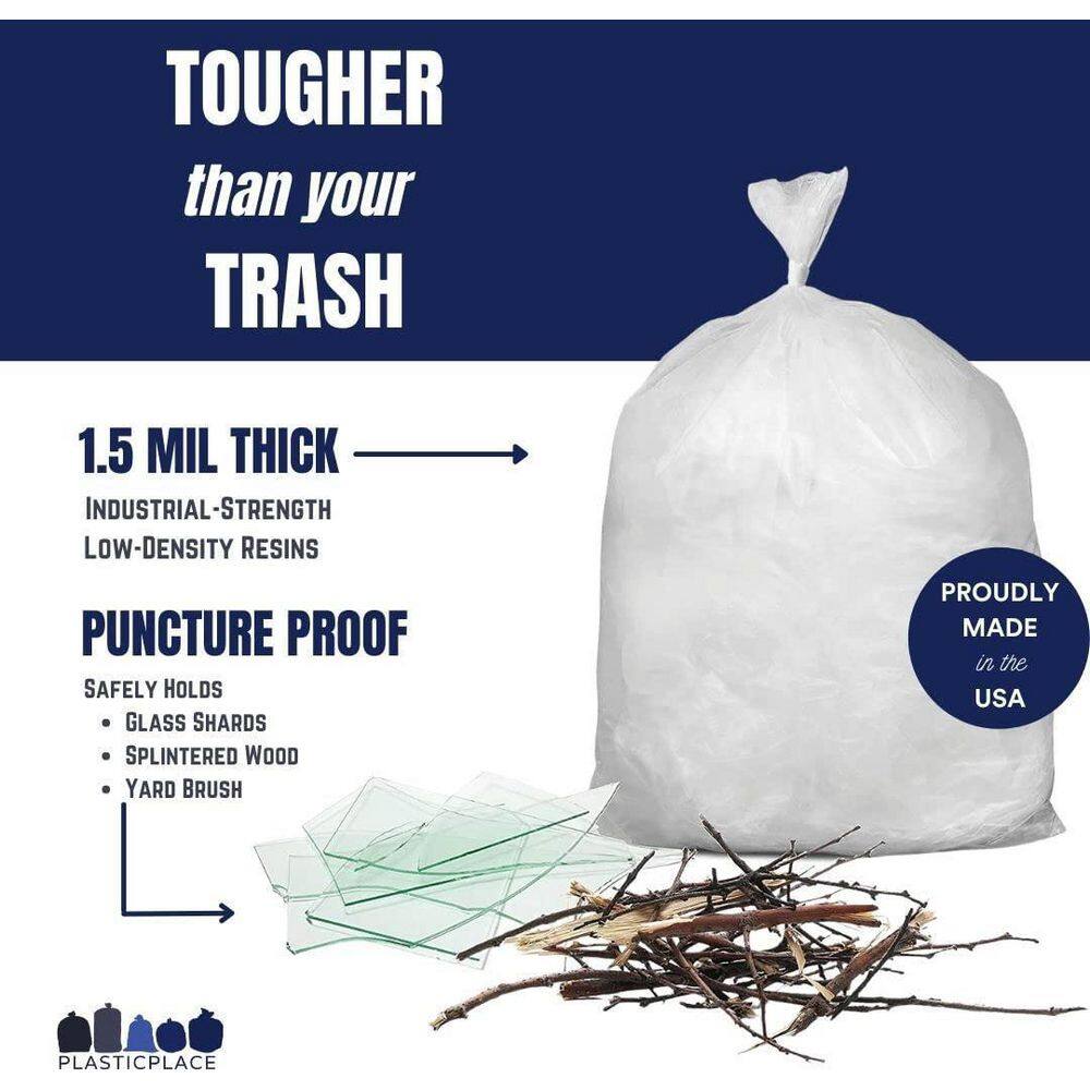 Plasticplace 61 in. x 68 in. 95 Gal. to 96 Gal. 1.5 mil Clear Garbage Bag Liners (25-Count) W95LDC1525A