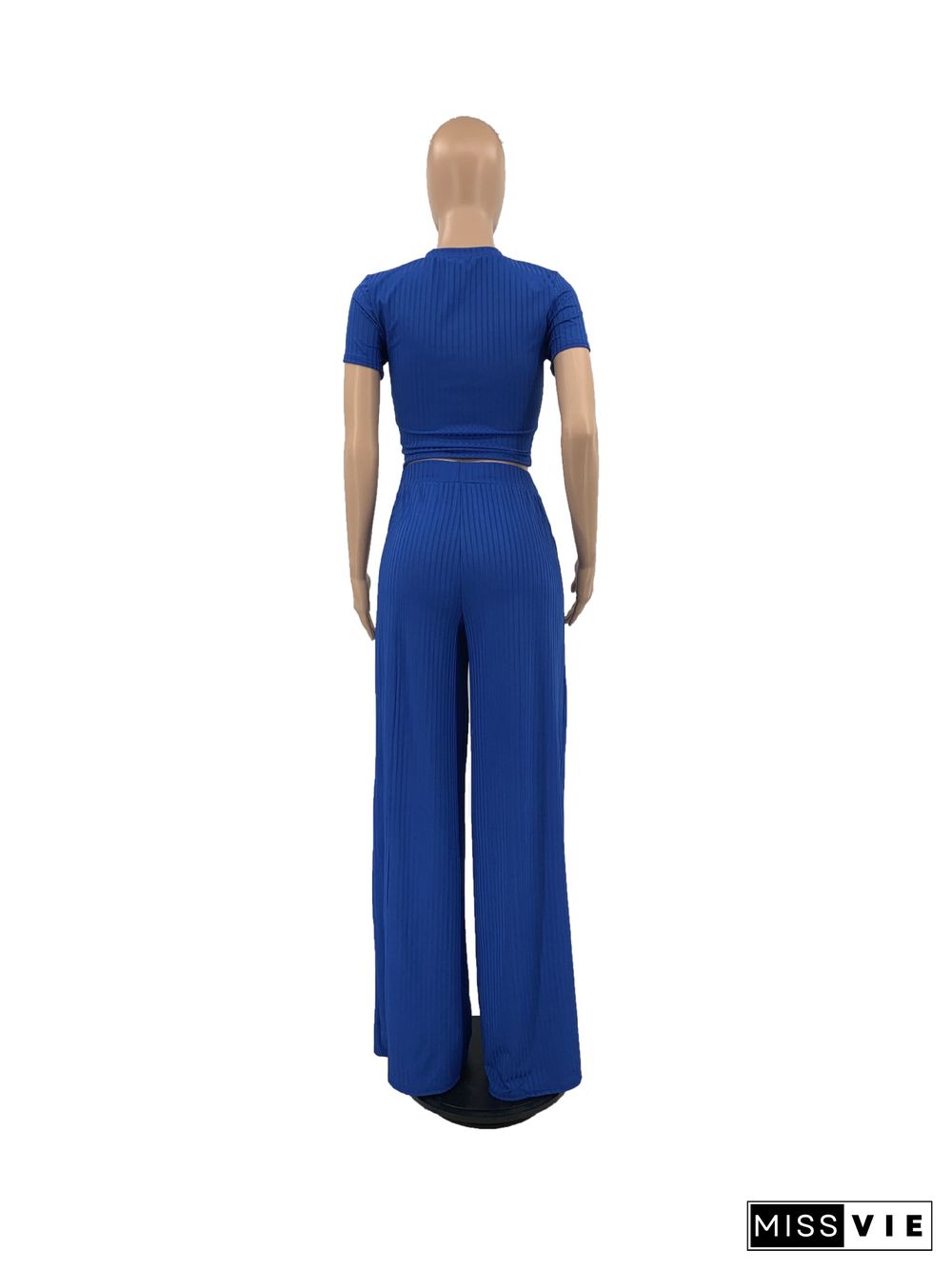 Short Sleeve T Shirt Wide Leg Pants Two Piece Set