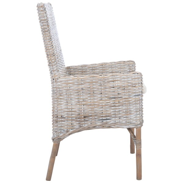 SAFAVIEH Nancy Coastal Rattan Accent Chair with Cushion - 18.5