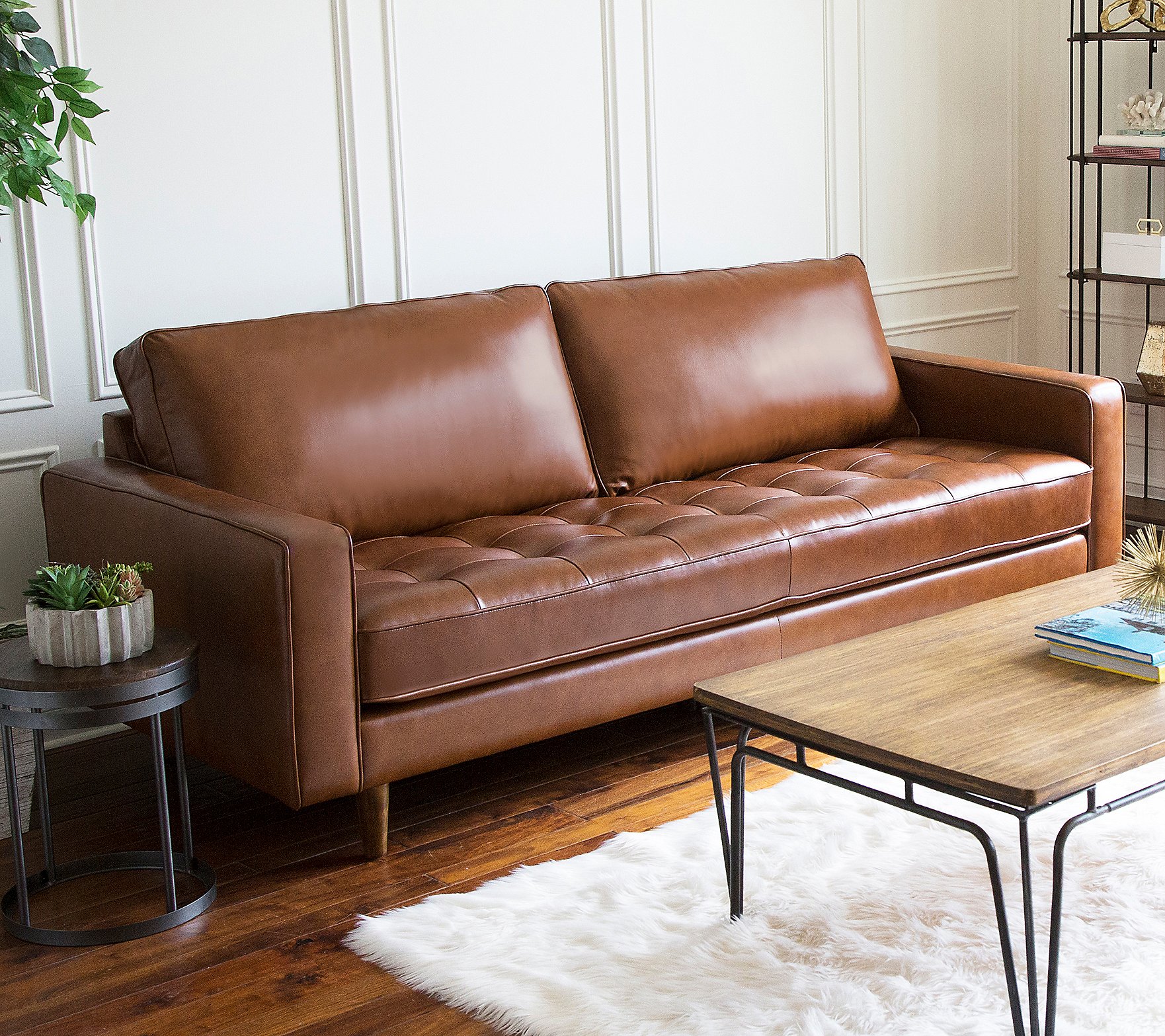 Cassidy Mid-Century Leather Sofa by Abbyson Living