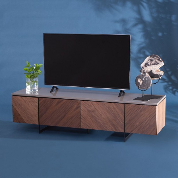 Archie Chevron Tv Stand Walnut Safavieh