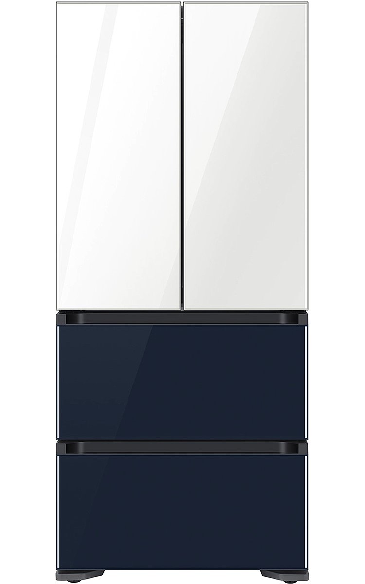  17.3 Cu. Ft. White-Navy Glass Smart Kimchi and Specialty 4-Door French Door Refrigerator