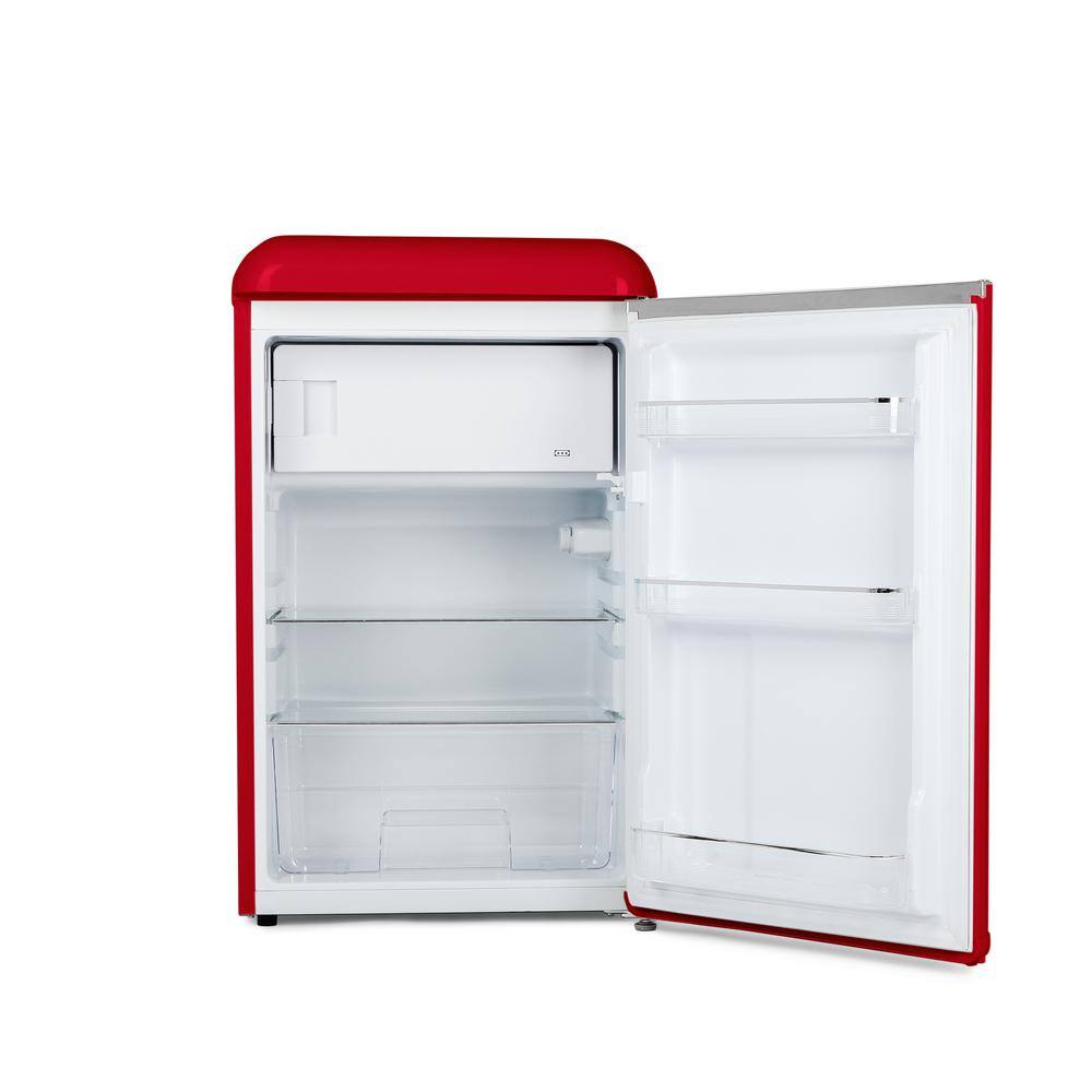 Commercial Cool 4.0 cu. ft. Retro Mini Fridge with Full Width Freezer Compartment in Red CCRR4LR