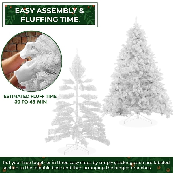 4.5FT White Spruce Artificial Holiday Christmas Tree with Metal Stand