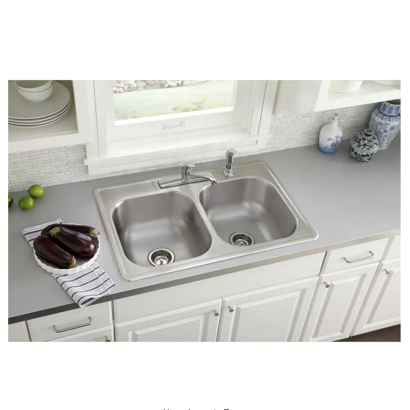 Glacier Bay Drop-In Stainless Steel 33 in. 4-Hole Double Bowl Kitchen Sink