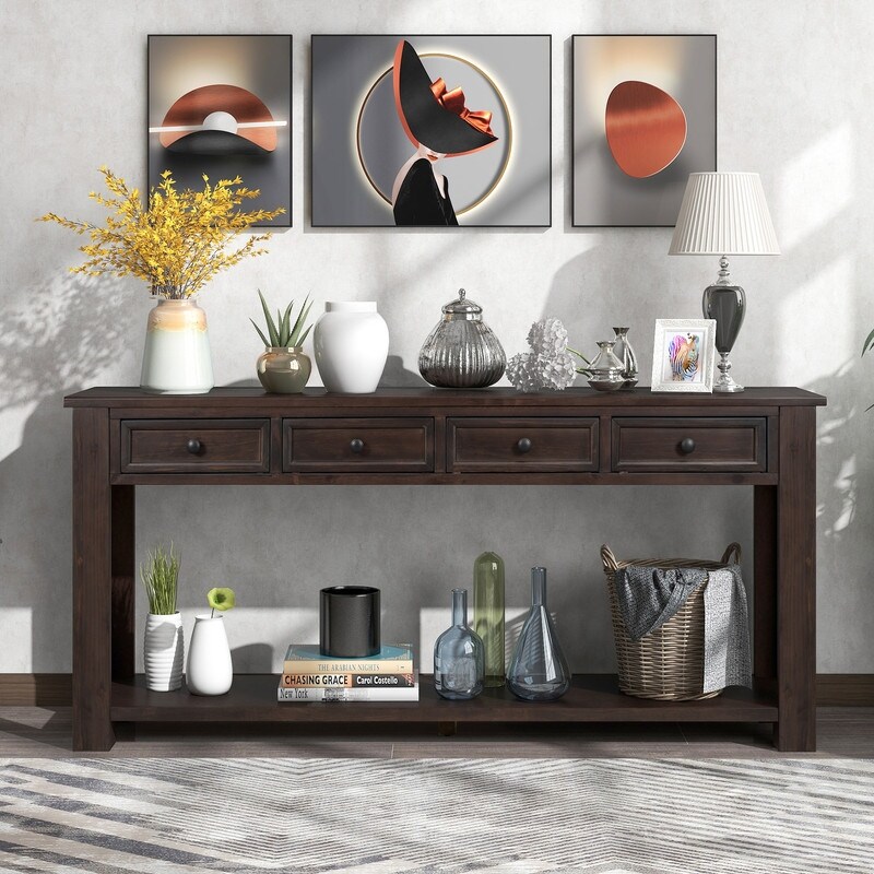 Console Table/Sofa Table with Storage Drawers and Bottom Shelf for Entryway  Hallway  Living Room  Den