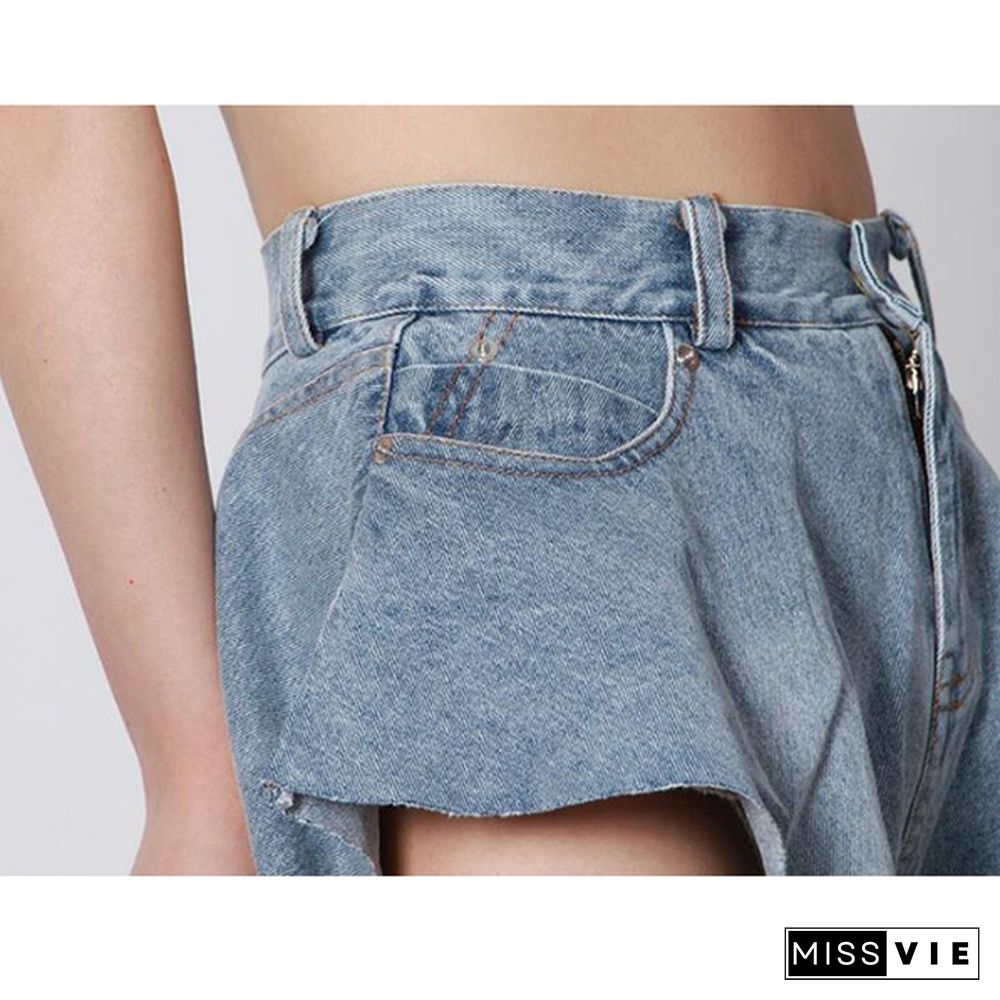 New Fashion Summer Autumn Sexy Lace-up Mid Waist Pockets Zipper Loose Mini Denim Shorts Women Plus SizexXXL