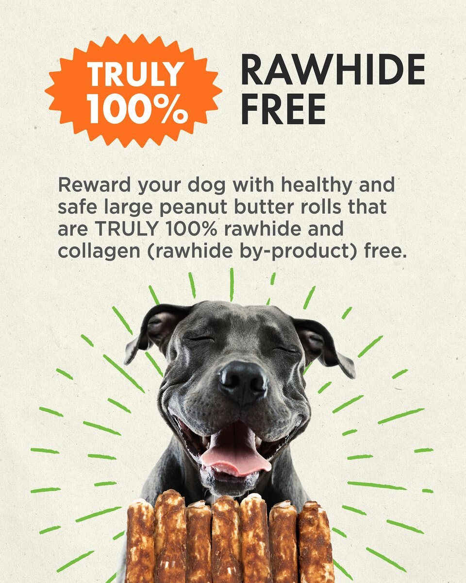 Canine Naturals Hide Free Peanut Butter Flavor Roll Dog Chew Treat， Large