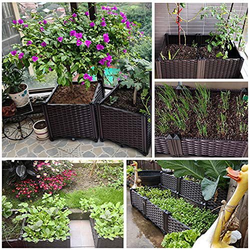 RoyalCraft Outdoor Plastic Raised Garden Bed with Legs, 2 Pcs Elevated Raised Garden Planter Box for in/Outdoor Plants Flowers Vegetables Herbs