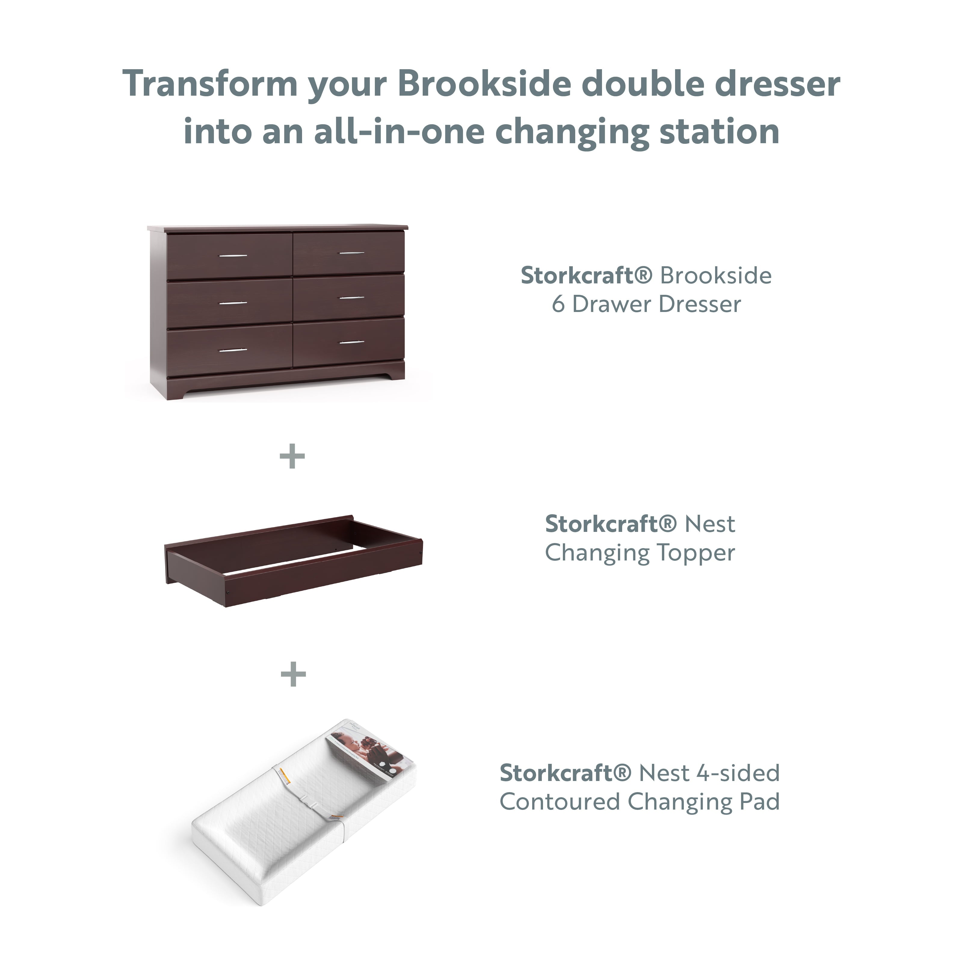 Storkcraft Brookside 6 Drawer Modern Double Dresser Espresso