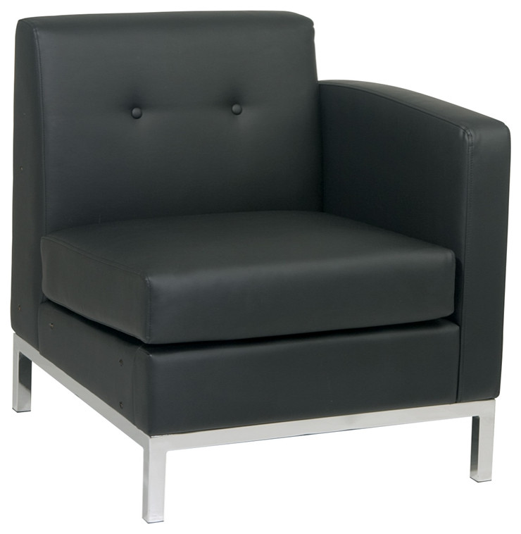 Wall Street Right Facing Armchair  Black Faux Leather   Contemporary   Armchairs And Accent Chairs   by eTriggerz  Houzz