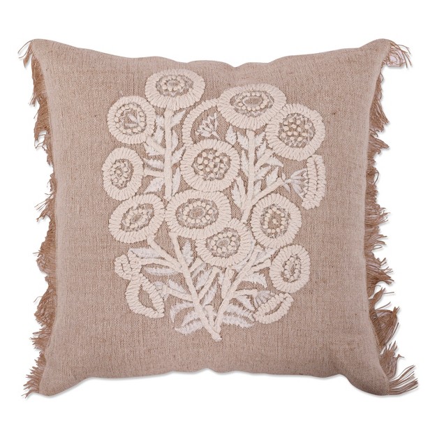 Indoor Posie Chalk Square Throw Pillow Off white cream Pillow Perfect