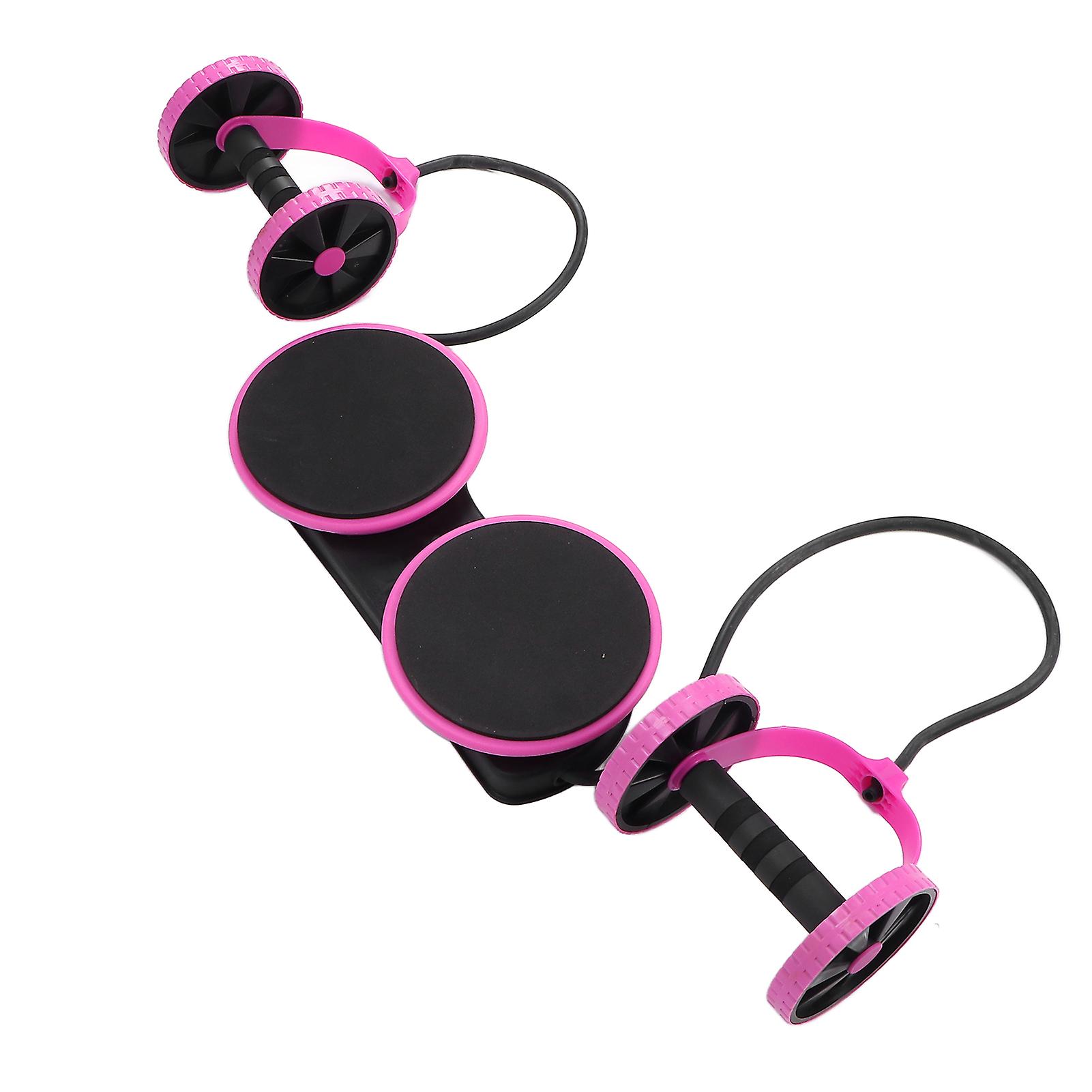 Abdominal Wheel Roller Multifunctional Bodybuilding Abdominal Muscles Training Pull Rope Roller Pink