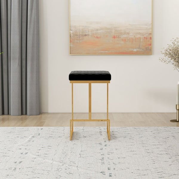 Felicia Mid Century Modern Luxury Velvet Counter Stool in Black