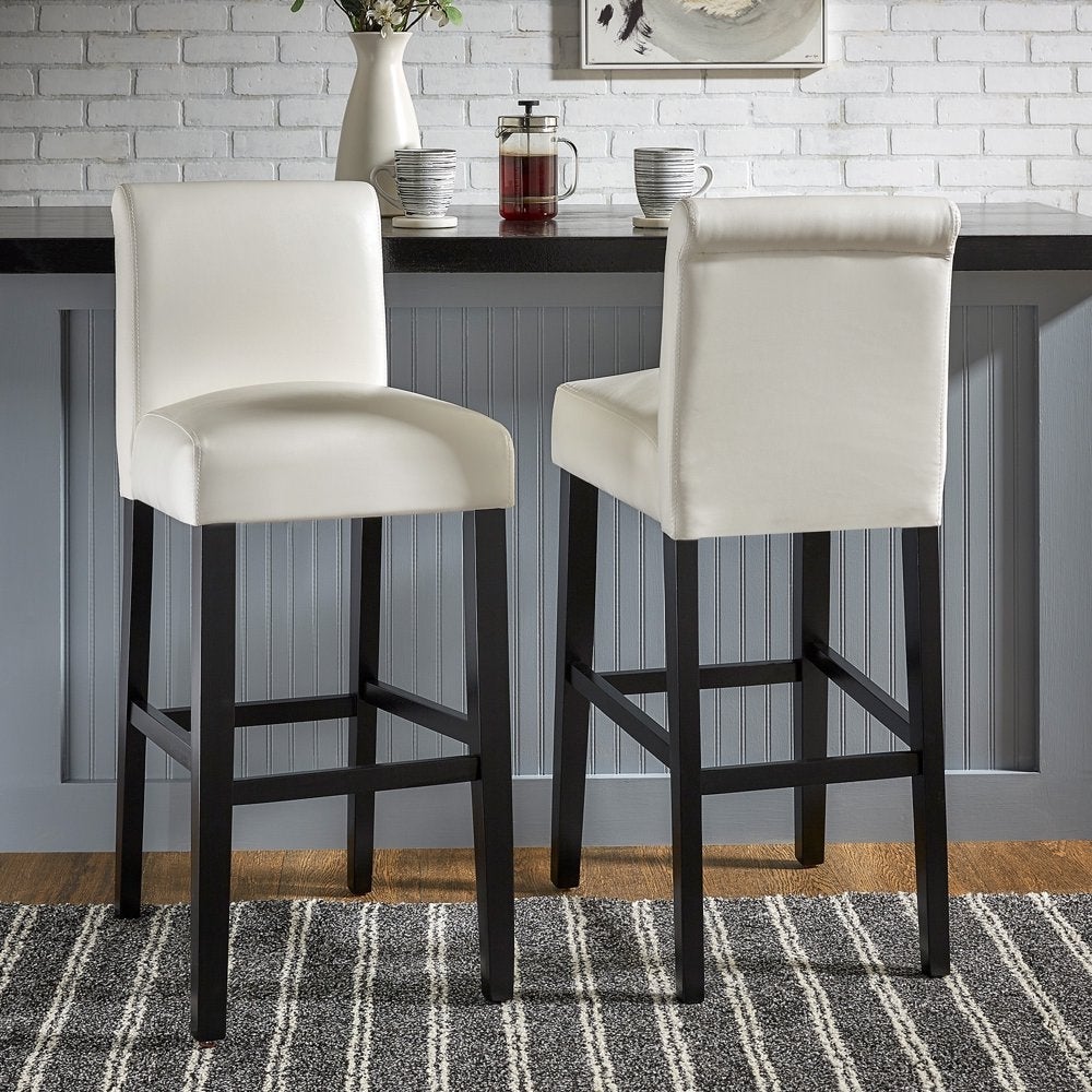 Arica Bar Stool， White， Set of 2 - as show