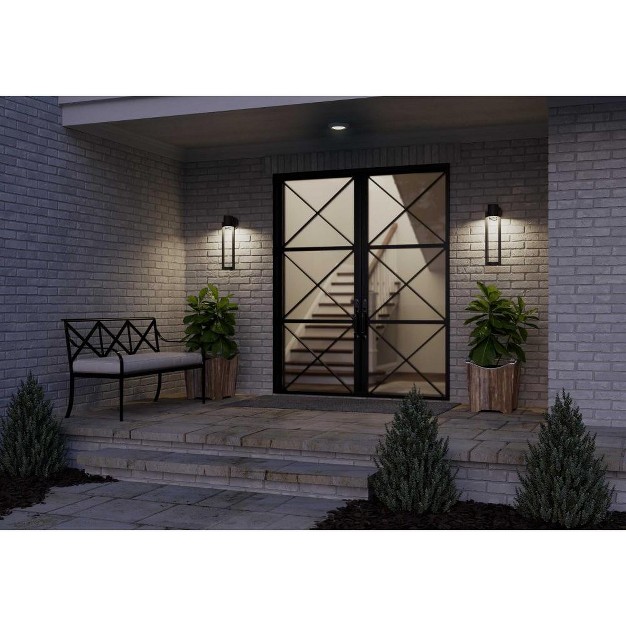 Progress Lighting Z 1030 1 light Outdoor Led Sconce Aluminum Black Finish Clear Glass Shade