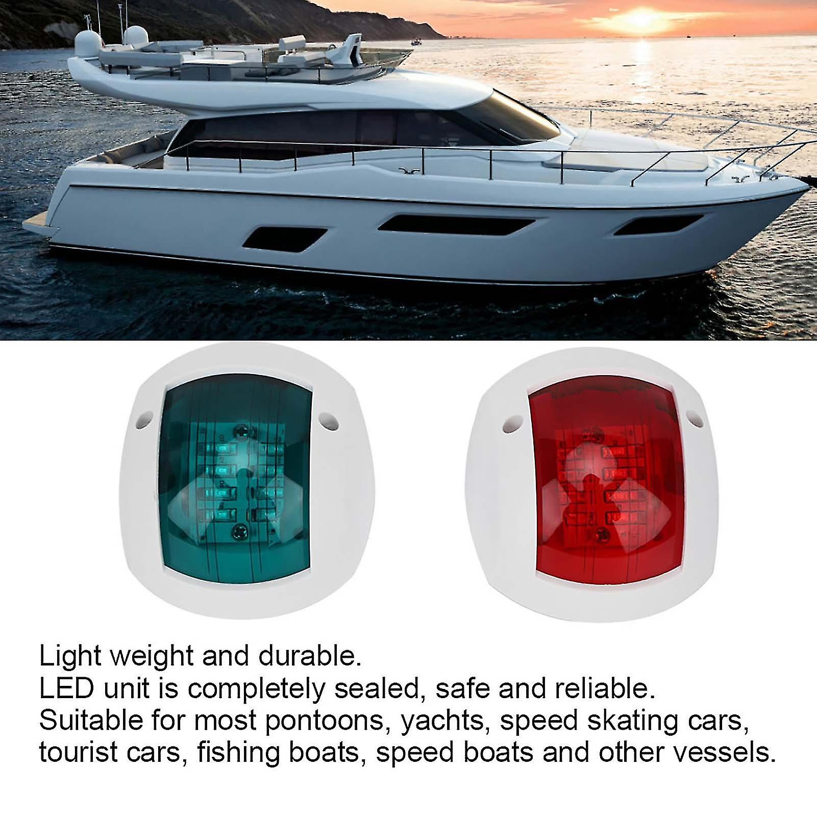 Born Pretty Pair Of Signal Lamp Spherical Red Green Led Waterproof Boat Navigation Light Dc12v-24v 3wwhite