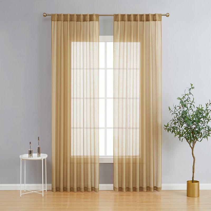 THD Scarlett Semi Sheer Pocket Top and Back Tab Lightweight Window Curtains Drapery Panels， 2 Panels