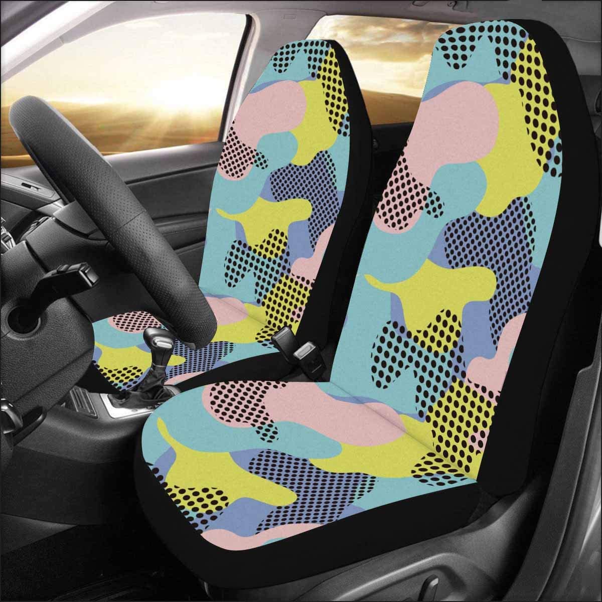 KXMDXA Set of 2 Car Seat Covers Geometric Pattern with Abstract Camouflage Universal Auto Front Seats Protector Fits for Car，SUV Sedan，Truck