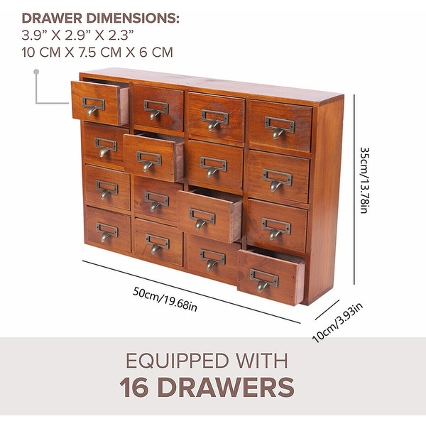 Traditional 16 Drawers Wood Apothecary Chest Storage Cabinet - - 37065713