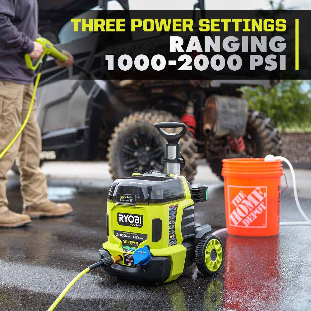 RYOBI RY40306BTLVNM 40V HP Brushless Whisper Series 2000 PSI 1.2 GPM Cold Water Electric Pressure Washer (Tool Only)