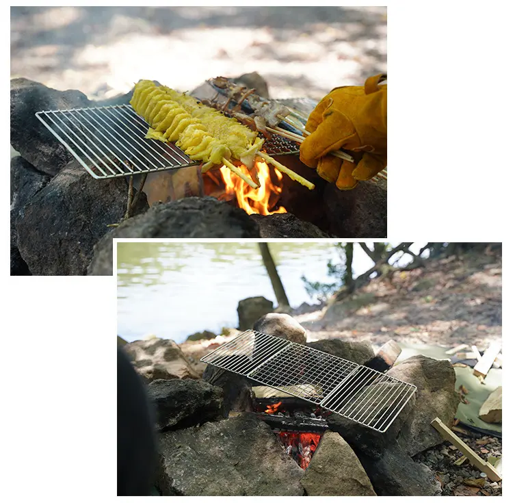 Stainless Steel Incinerator Grill BBQ Charcoal Stove Outdoor Picnic Portable Folding Stove Camping Equipment Kitchen Supplies