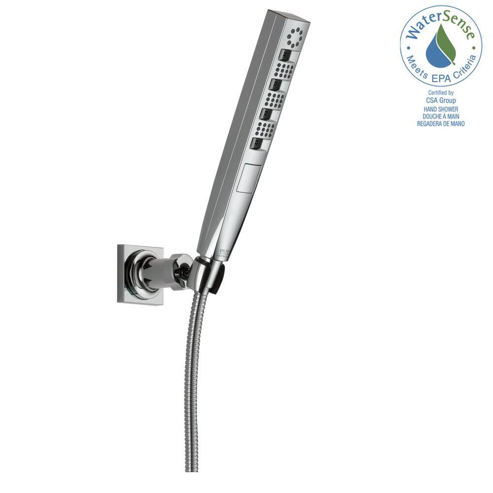 Delta 4-Spray Patterns 1.75 GPM 1.43 in. Wall Mount Handheld Shower Head with H2Okinetic in Lumicoat Chrome 55140-PR