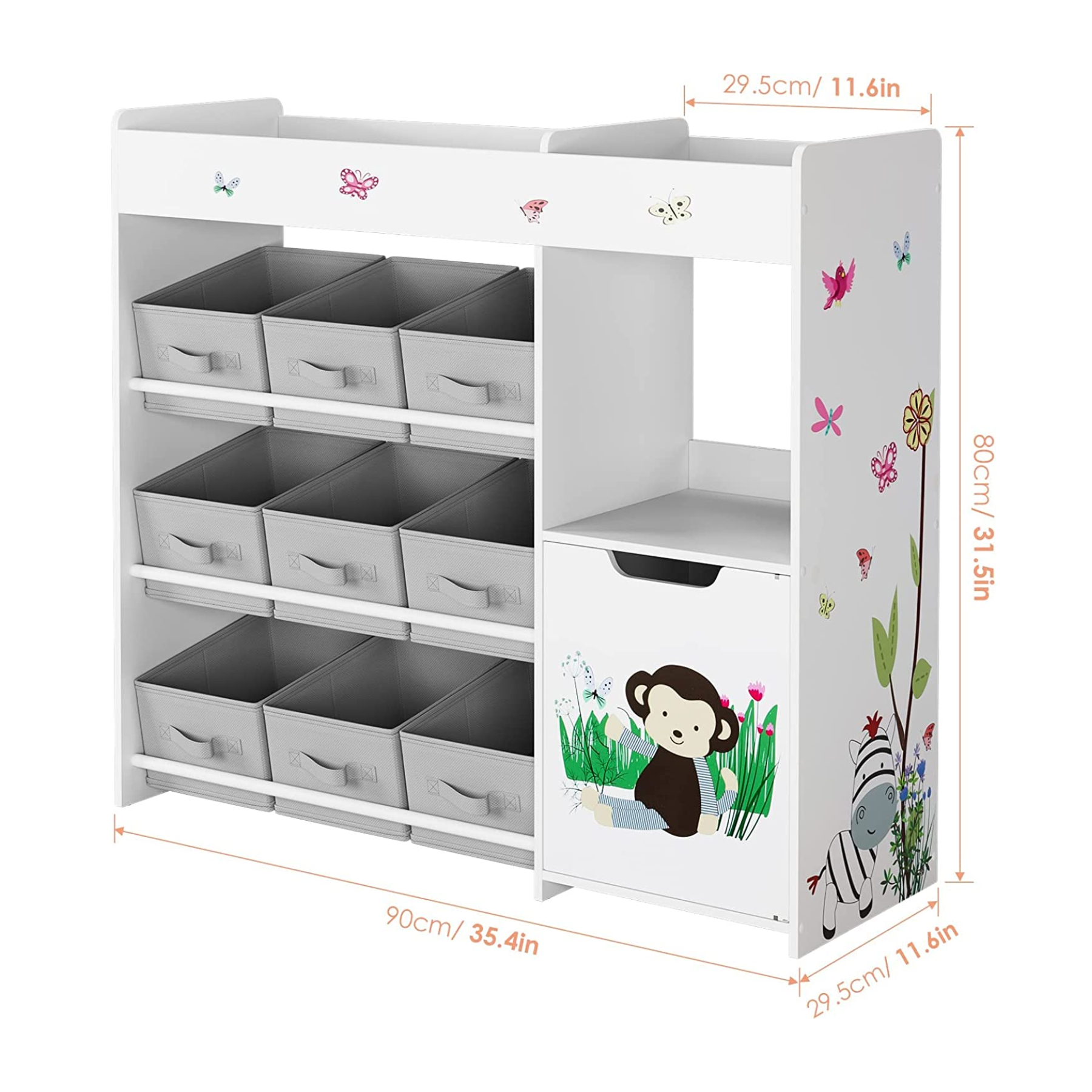 Kids Toy Storage Unit Toy Rack with Storage Boxes Bookshelf Rack Cabinet