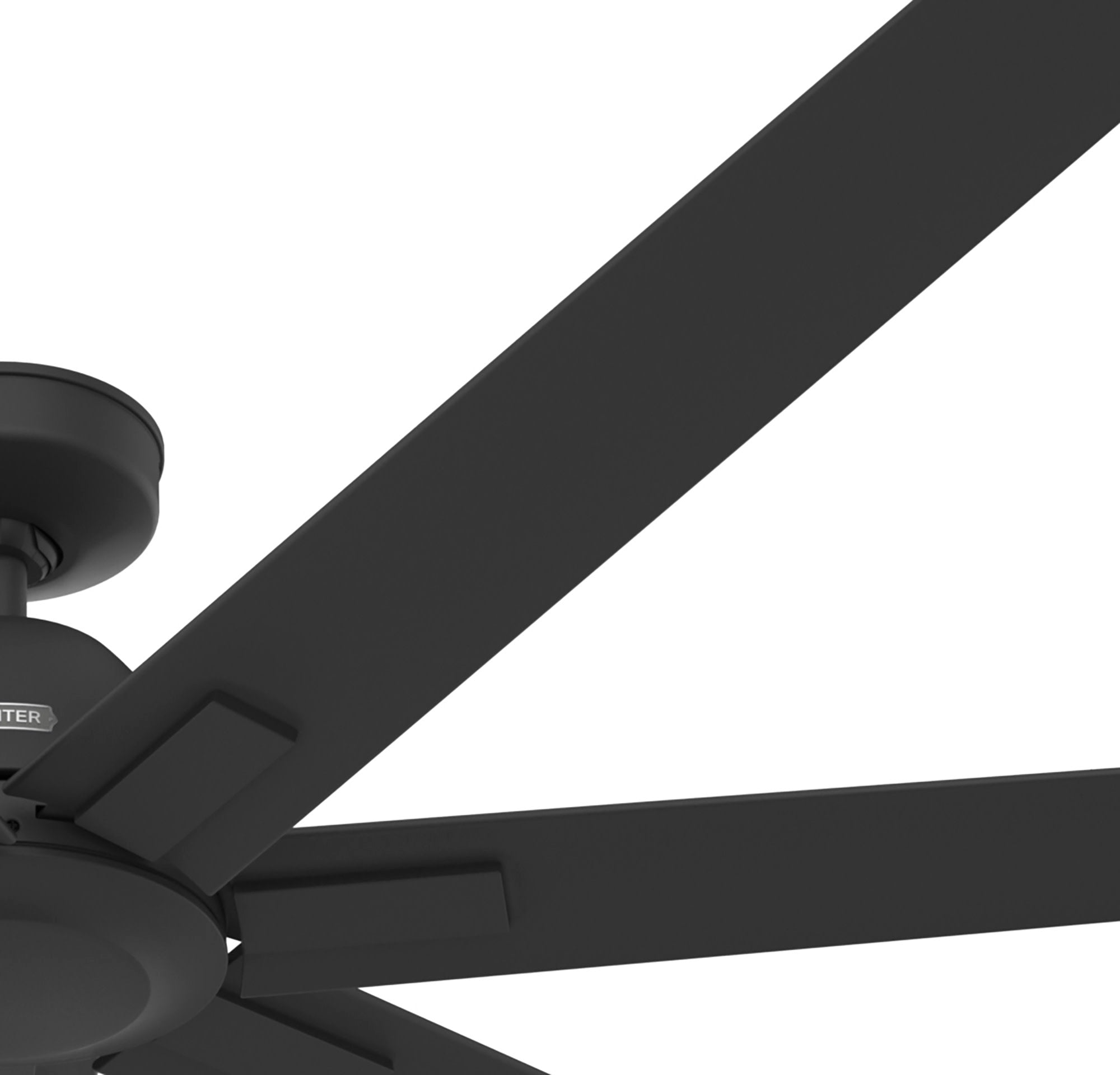 Hunter 72 inch Downtown Matte Black Damp Rated Ceiling Fan and Wall Control